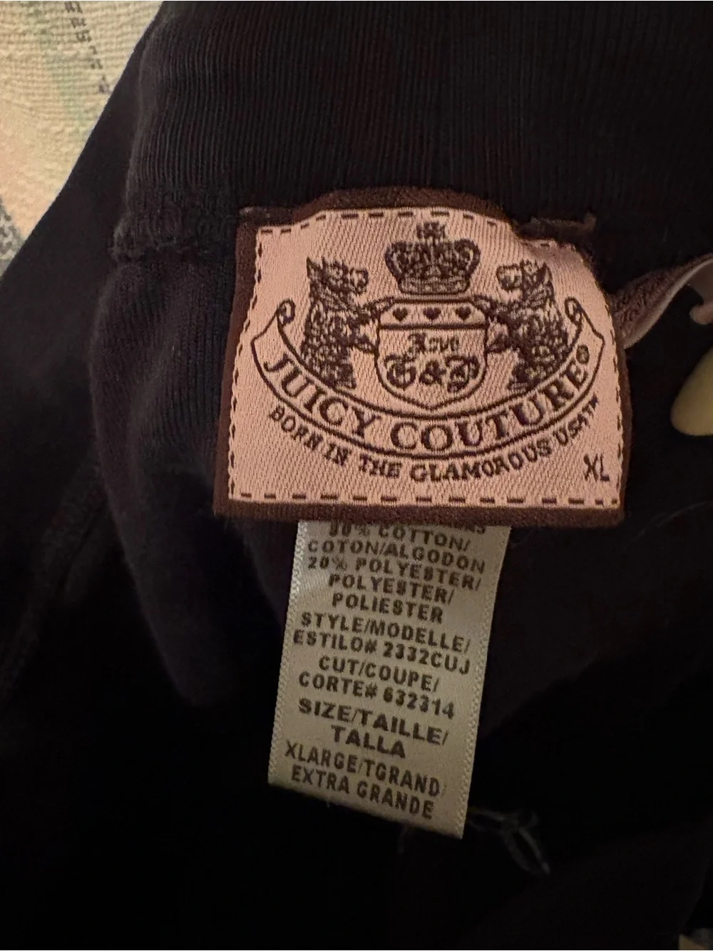 Juicy Couture Black Lounge Pants with Logo Patch & Gems - Picture 3 of 3